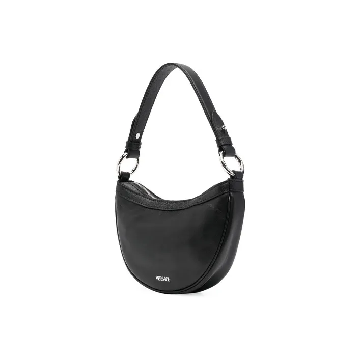 VERSACE Calfskin One Shoulder Handbag Small Size Women's Black-4