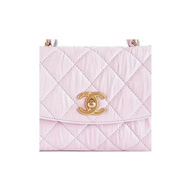 CHANEL Coco Handle Lambskin Shoulder Bag, Crossbody Bag, Handbag Women's Pink-4