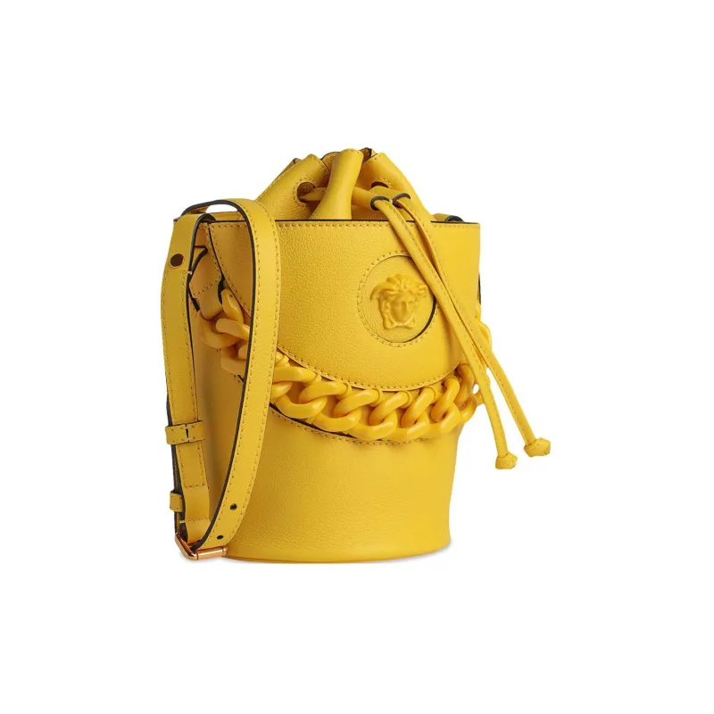 VERSACE La Medusa Calfskin Bucket Bag Handbag Shoulder Bag Crossbody Bag Women's Yellow-2