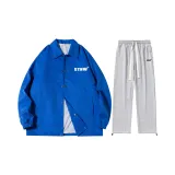 Set (top Klein blue + pants hemp gray)