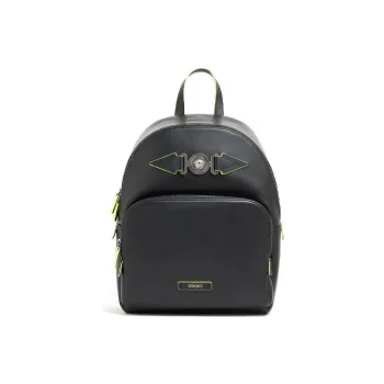 VERSACE Leather Backpack Men's Black