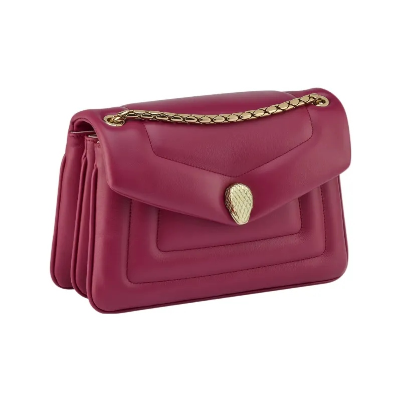 BVLGARI Serpenti Reverse Calfskin Crossbody Bag Shoulder Bag Women's Red-2