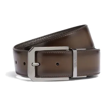 Zegna Fashion Minimalist Style Casual Pin Buckle Leather Belts Men's Dark Brown Width 3.5cm