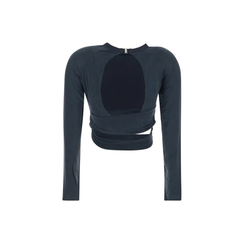 Jacquemus Le T Shirt Espelho Knotted Cut Out T shirt Navy-1