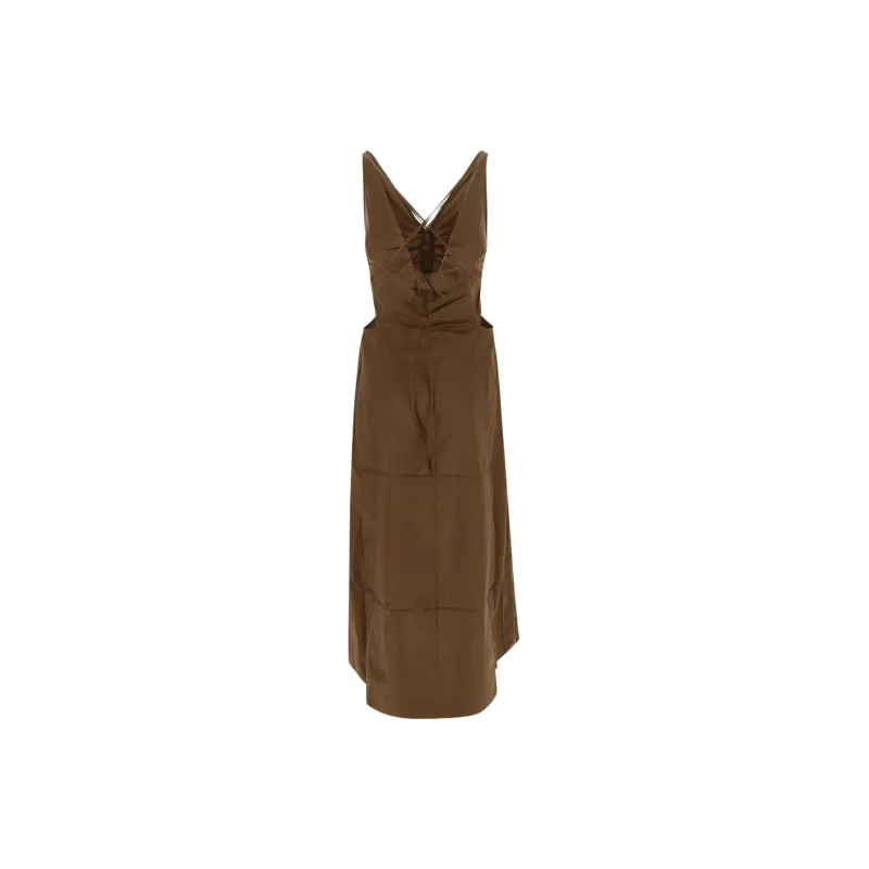GANNI Sleeveless Dresses Women's Brown-1