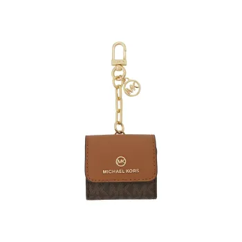 MICHAEL KORS Coated Canvas With Leather Earphone Case Unisex Dark Brown/Light Brown