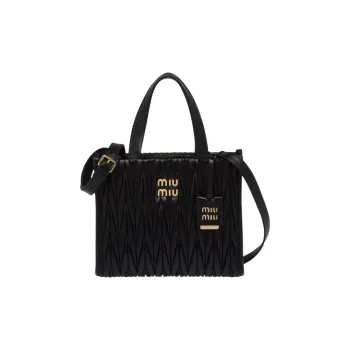 MIU MIU Matelassé Sheepskin Tote Bag Shopping Bag Shoulder Bag Crossbody Bag Handbag Women's Black