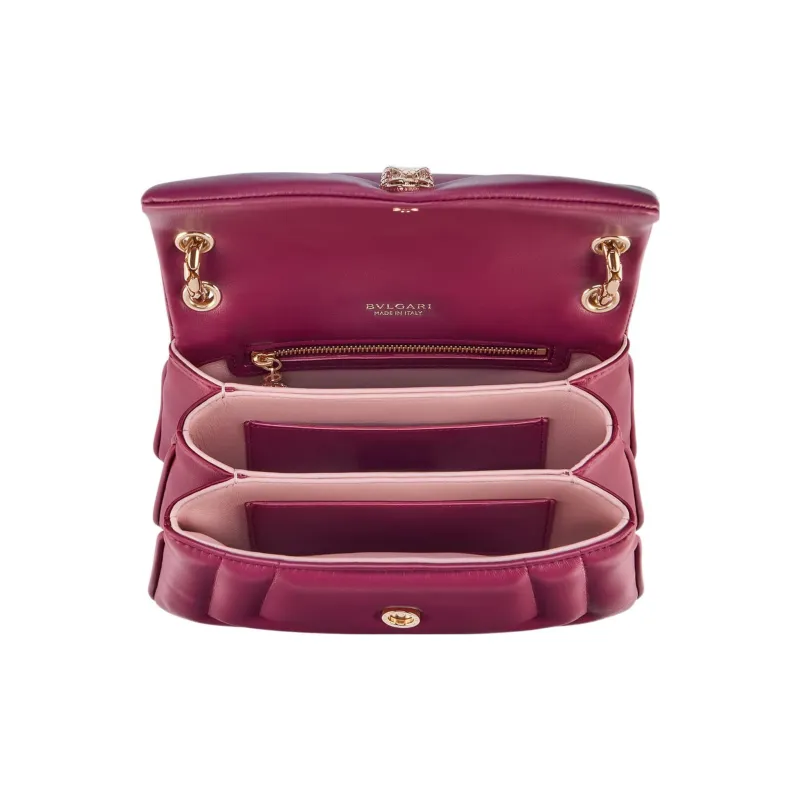 BVLGARI Serpenti Reverse Calfskin Crossbody Bag Shoulder Bag Women's Red-4