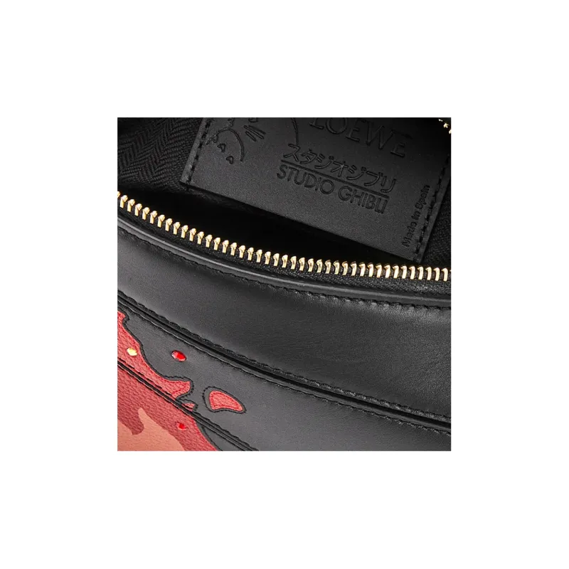 LOEWE Howl's Moving Castle Puzzle Satin Cow Leather Shoulder Bag Crossbody Bag Handbag Small Size Women's Black-5