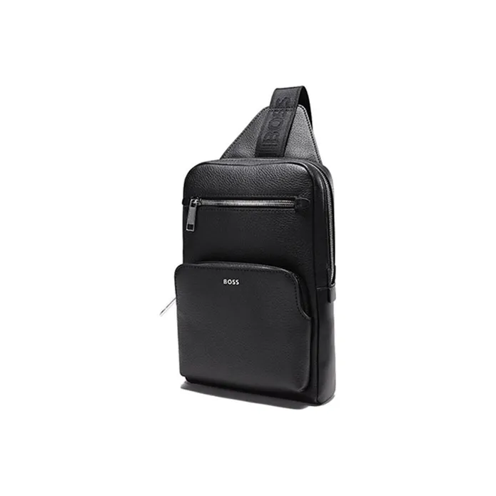 HUGO BOSS Cow Leather Crossbody Bag Shoulder Bag Sling Bag Men's Black-1