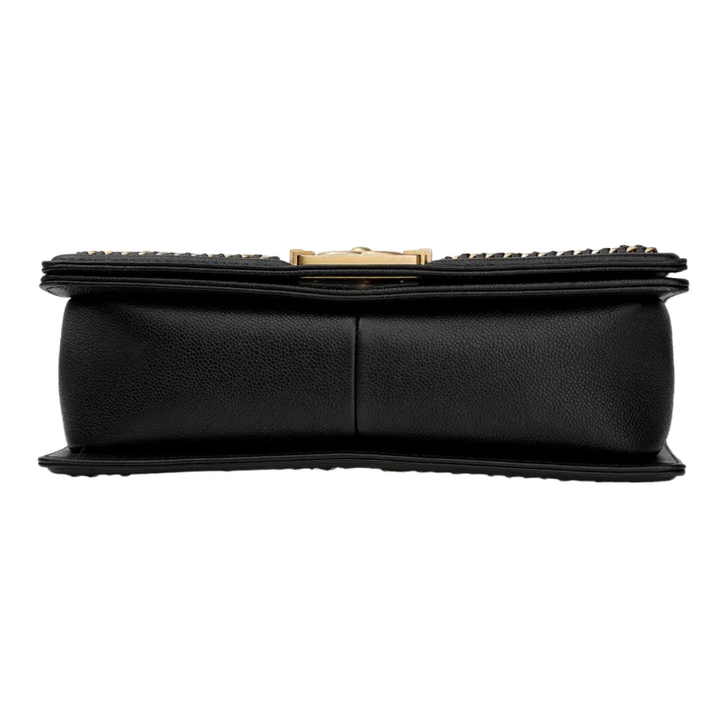 CHANEL Leboy Grain Embossed Litchi Cow Leather Small Square Bag Shoulder Bag, Crossbody Bag Medium Size Women's Black-3