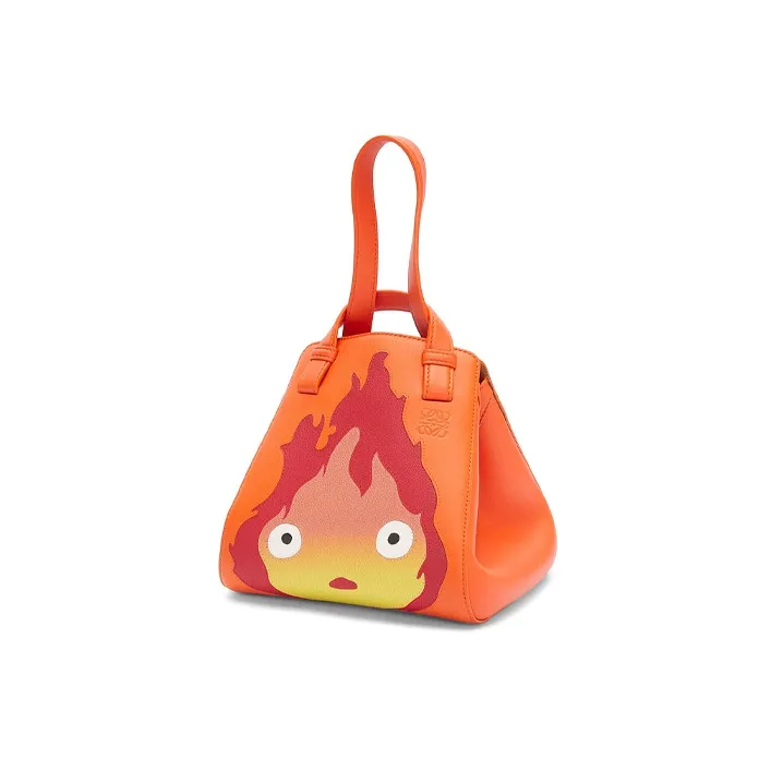 LOEWE Howl's Moving Castle Hammock Satin Cow Leather Shoulder Bag Crossbody Bag Handbag Women's Orange-1