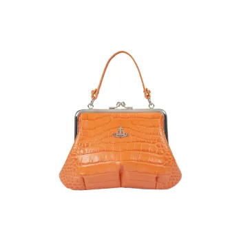Vivienne Westwood Calfskin Dumpling Bag Shoulder Bag Crossbody Bag Handbag Women's Orange