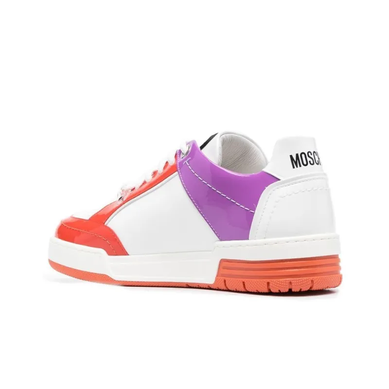 MOSCHINO Low Top Stylish Skateboarding Shoes Women's White Purple-3