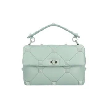 Valentino Roman Stud Leather Messenger Bag Shoulder Bag Crossbody Bag Handbags Women's Light Green