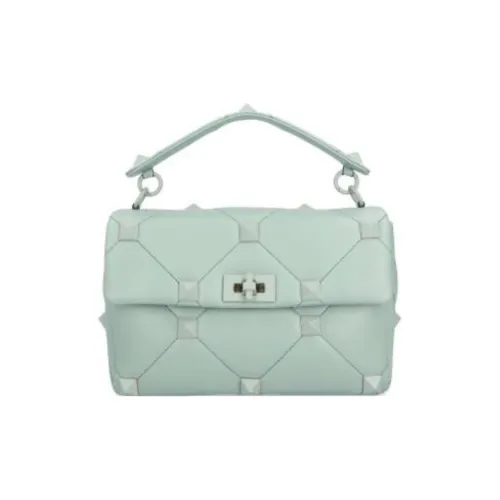 Valentino Roman Stud Leather Messenger Bag Shoulder Bag Crossbody Bag Handbags Women's Light Green