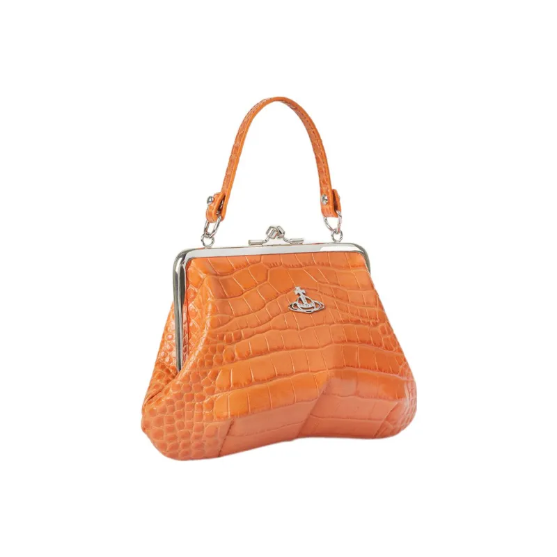 Vivienne Westwood Calfskin Dumpling Bag Shoulder Bag Crossbody Bag Handbag Women's Orange-1