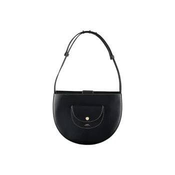 A.P.C Smooth Vegetable Tanned Leather Handbag, Shoulder Bag Women's Black