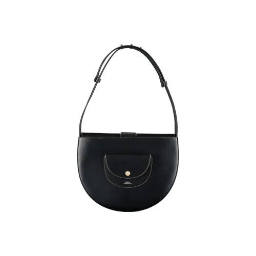 A.P.C Smooth Vegetable Tanned Leather Handbag, Shoulder Bag Women's Black
