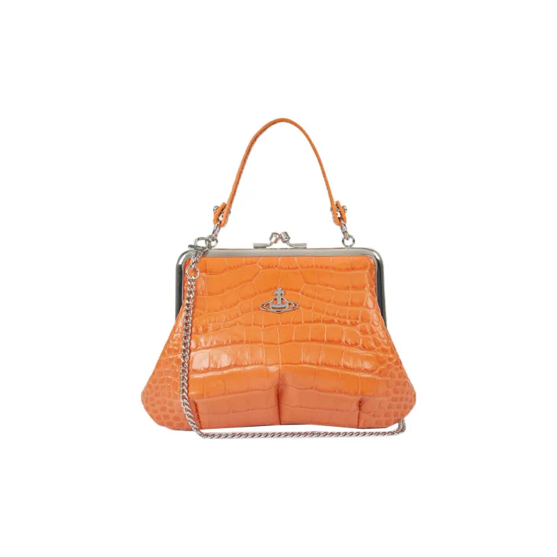 Vivienne Westwood Calfskin Dumpling Bag Shoulder Bag Crossbody Bag Handbag Women's Orange-2