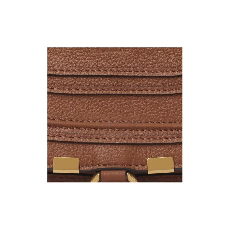 Chloe Marcie Grain Calfskin Shoulder Bag, Crossbody Bag, Handbag Small Size Women's Tan-4
