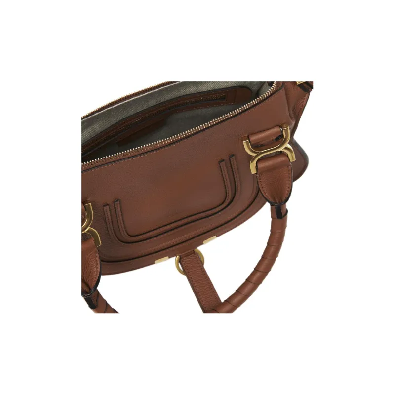 Chloe Marcie Grain Calfskin Shoulder Bag, Crossbody Bag, Handbag Small Size Women's Tan-3