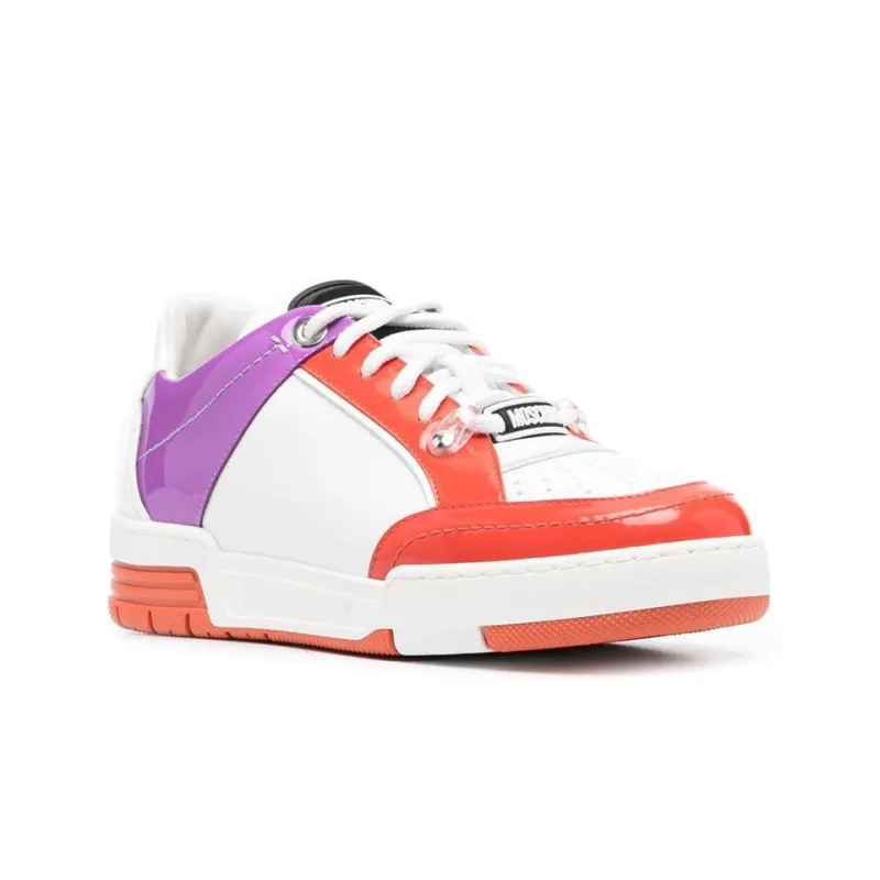 MOSCHINO Low Top Stylish Skateboarding Shoes Women's White Purple-2