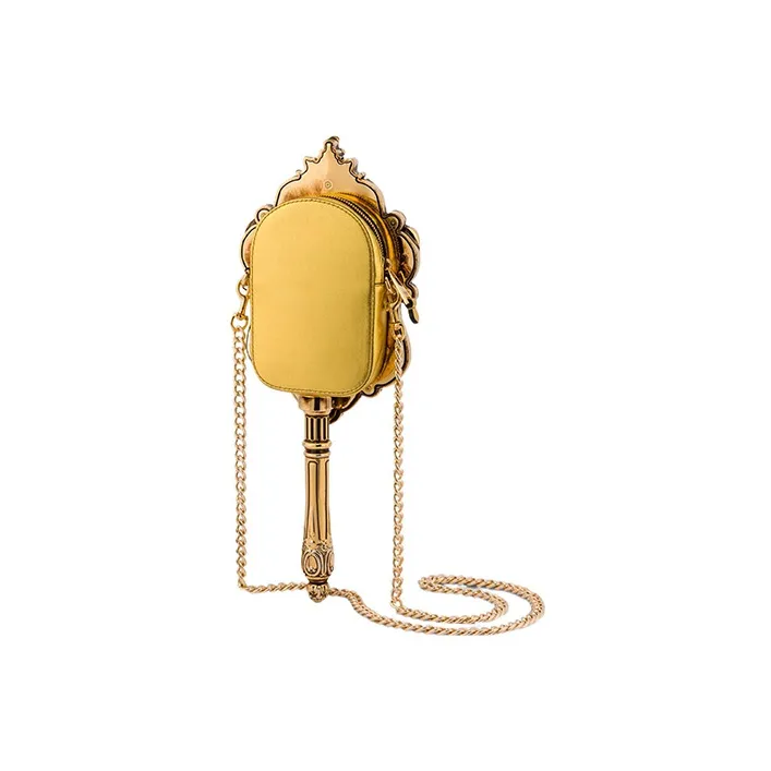 MOSCHINO Sheepskin One Shoulder Crossbody Clutch Women's Gold-2
