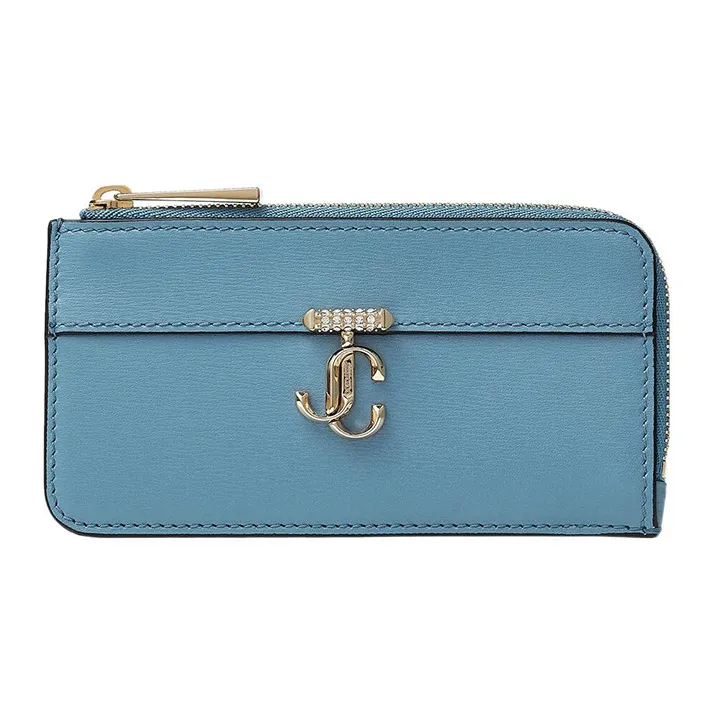Jimmy Choo Polished Calfskin Card Holder Women's Blue-0