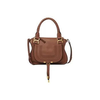 Chloe Marcie Grain Calfskin Shoulder Bag, Crossbody Bag, Handbag Small Size Women's Tan
