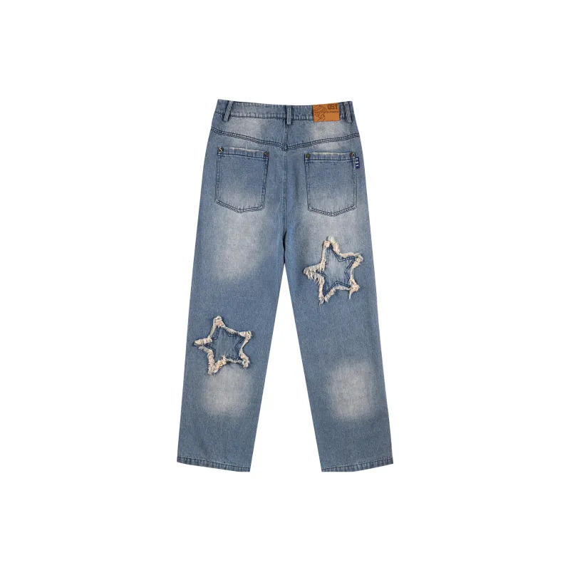 QISENYAR Straight Jeans Unisex Denim Blue-1