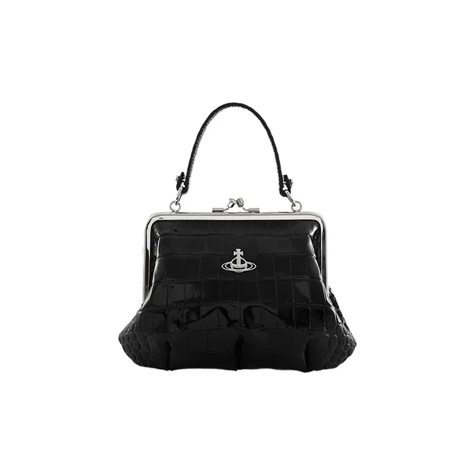 Vivienne Westwood Calfskin Dumpling Bag Shoulder Bag Crossbody Bag Handbag Wallets Regular Women's Black-1