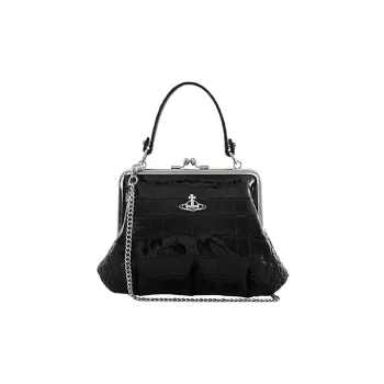 Vivienne Westwood Calfskin Dumpling Bag Shoulder Bag Crossbody Bag Handbag Wallets Regular Women's Black