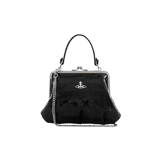 Vivienne Westwood Calfskin Dumpling Bag Shoulder Bag Crossbody Bag Handbag Wallets Regular Women's Black-0
