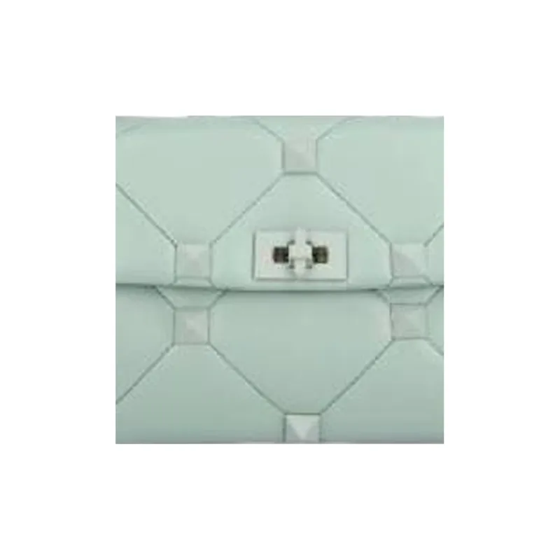 Valentino Roman Stud Leather Messenger Bag Shoulder Bag Crossbody Bag Handbags Women's Light Green-1