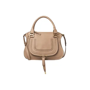 Chloe Marcie Grained Calfskin Shoulder Bag Crossbody Bag Handbag Women's Light Umber