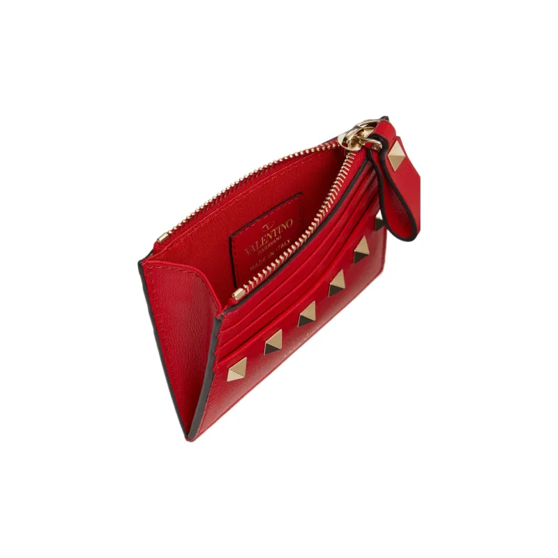 Valentino Calfskin Coin Purses Card Holders Regular Women's Solid Red-3