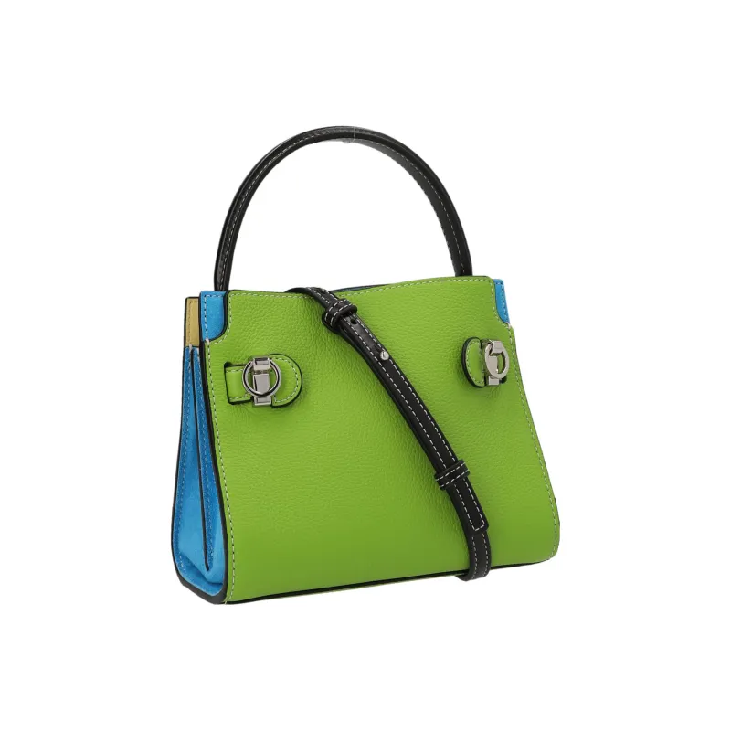 TORY BURCH Lee Radziwill Calfskin With Suede Shoulder Bag, Crossbody Bag, Handbag Regular Women's Green-1
