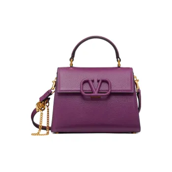 Valentino VSLING Textured Calfskin Shoulder Bag Crossbody Bag Handbag Small Size Women's Purple