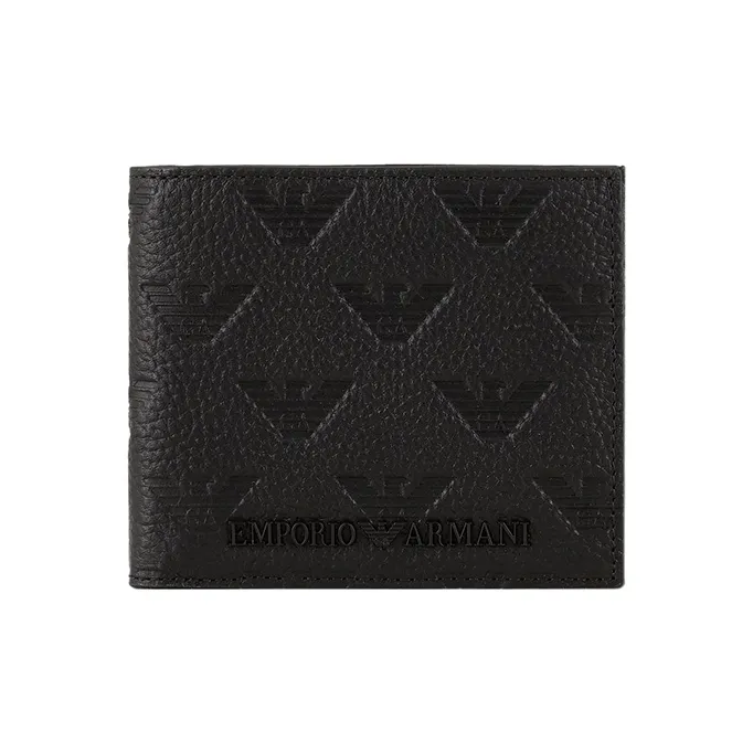 EMPORIO ARMANI Cow Leather Coin Purse Men's Black-0