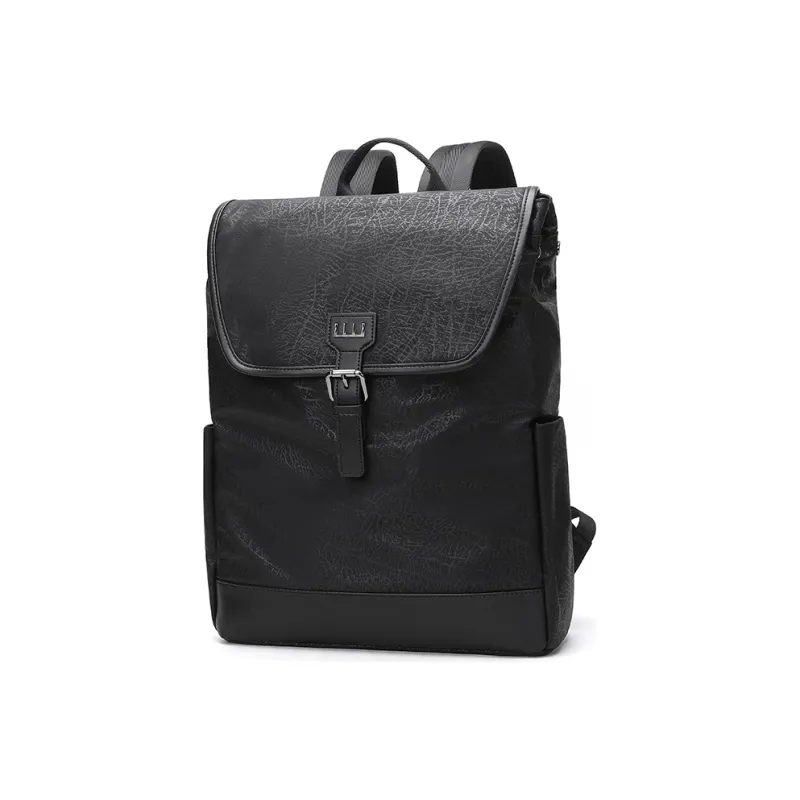 ELLE HOMME Synthetic Leather Laptop Backpack Regular Unisex Black-1
