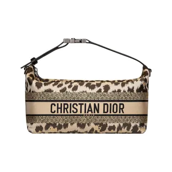 DIOR DiorTravel Leather Portable One Shoulder Clutch Medium Size Women's Beige Multicolor