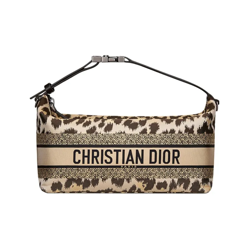 DIOR DiorTravel Leather Portable One Shoulder Clutch Medium Size Women's Beige Multicolor-0