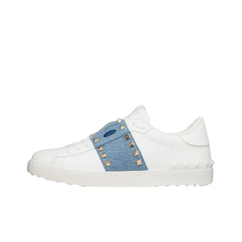 Valentino Rockstud Skateboard Shoes Men Low-Top White/Denim