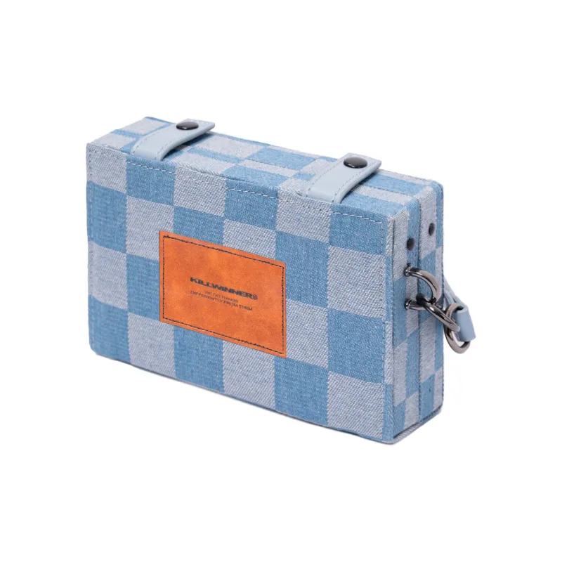 KILLWINNER Denim Small Square Bag Box Shoulder Bag Crossbody Bag Unisex Blue-13