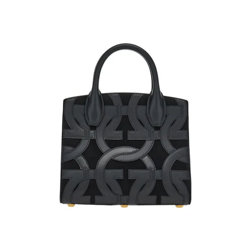 FERRAGAMO Studio Goat Suede Patchwork With Calfskin Box Bag Shoulder Bag Crossbody Bag Handbag Regular Women's Black-2