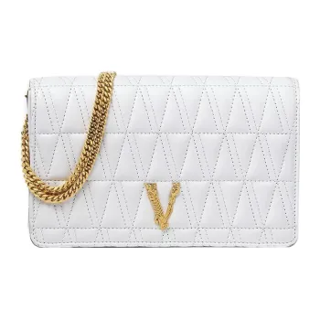 VERSACE Virtus Sheepskin One Shoulder Crossbody Clutches Regular Women's White