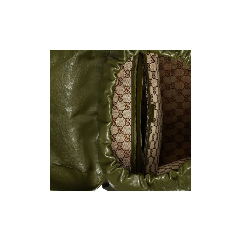 GUCCI Leather Backpack Men's Forest Green-7