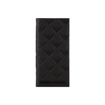 EMPORIO ARMANI Cow Leather Wallet Large Size Men's Black