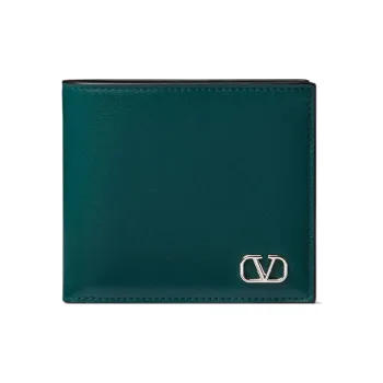 Valentino Vlogo Calfskin Wallet Mini Men's Preppy Green